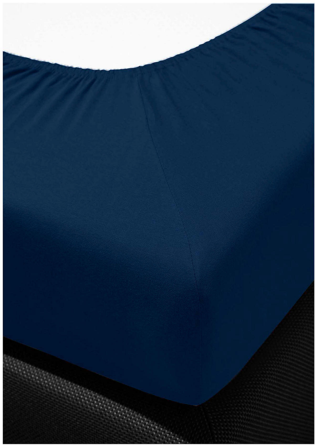 SPANNBETTTUCH Jersey Spannbettlaken marine Jersey  - Dunkelblau, KONVENTIONELL, Textil (100/200cm) - Bierbaum