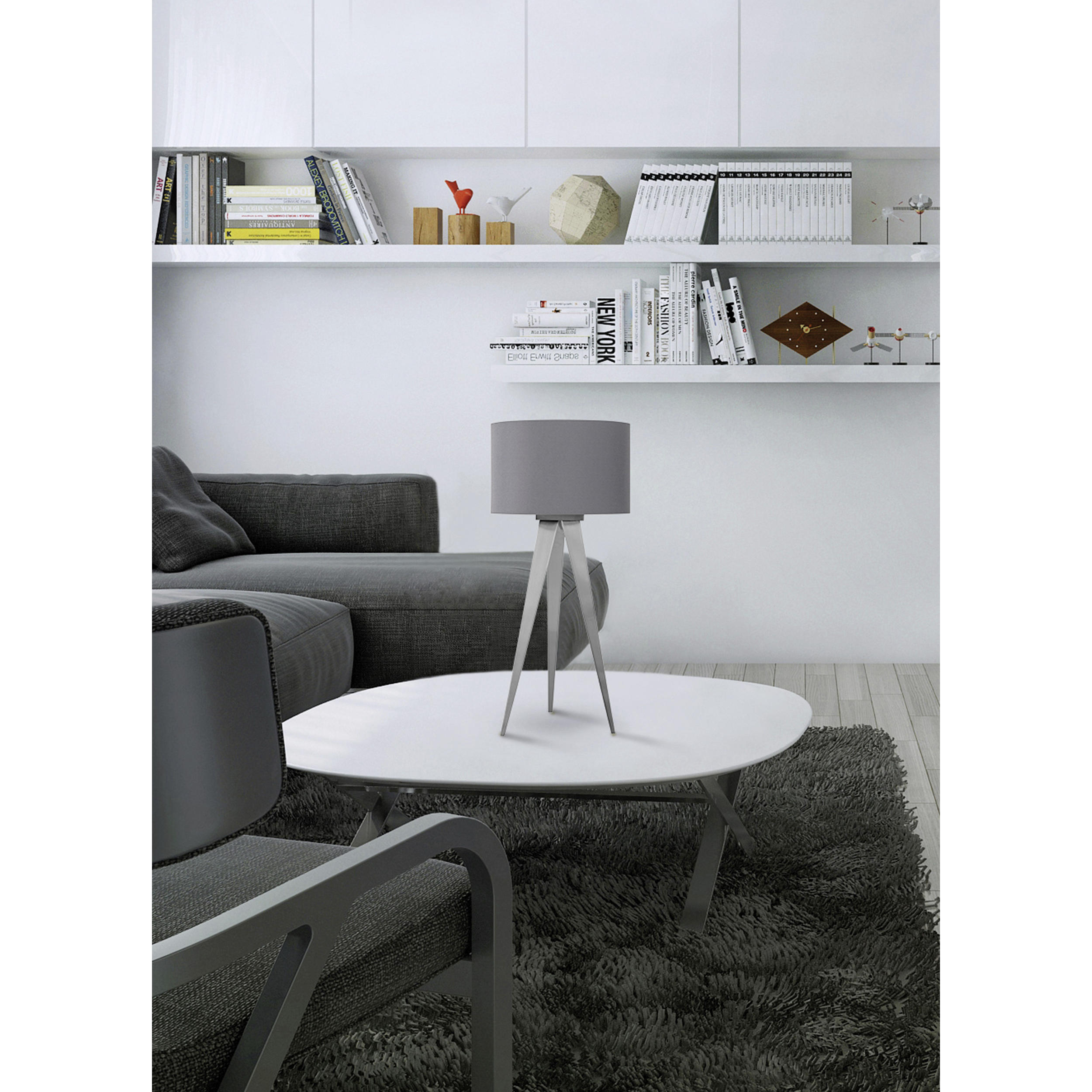 TISCHLEUCHTE 28/61,5 cm   - Nickelfarben, Basics, Textil/Metall (28/61,5cm) - Näve