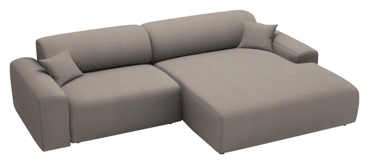 ECKSOFA in Velours, Feincord Taupe  - Taupe/Schwarz, Design, Kunststoff/Textil (292/178cm) - Livetastic