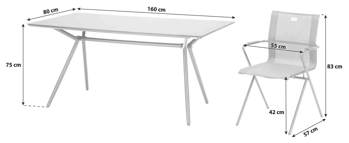 GARTENSET   - Taupe/Anthrazit, Basics, Glas/Kunststoff (80/75/160cm) - Acamp