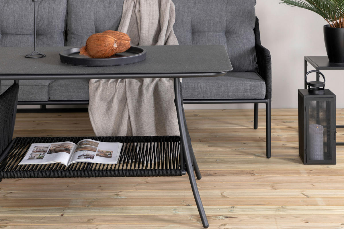 DINING-LOUNGESET 173/196 cm Stahl  - Schwarz, KONVENTIONELL, Metall (173/196cm) - Gardenson