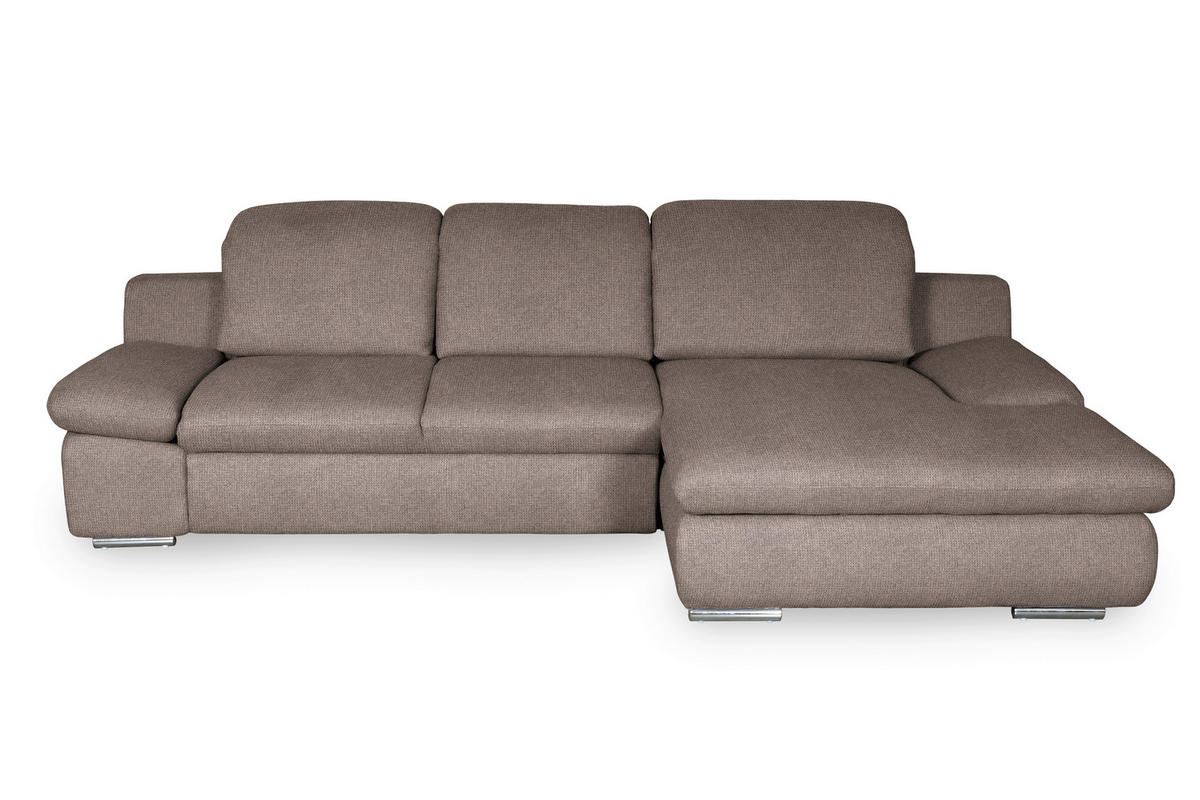 ECKSOFA in Chenille Taupe  - Taupe/Chromfarben, Design, Textil/Metall (286/165cm) - Livetastic