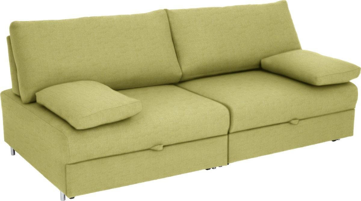 SCHLAFSOFA Grün - Chromfarben/Grün, Design, Textil/Metall (192/77-88/110-120cm) - Bali