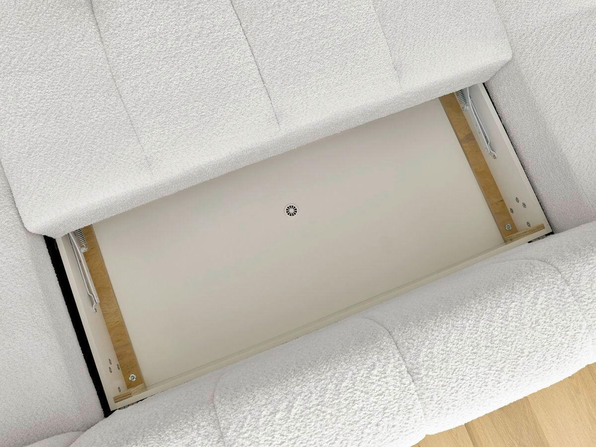 WOHNLANDSCHAFT  FUJI  Weiß Bouclé  - Schwarz/Weiß, MODERN, Kunststoff/Textil (204/377/160cm)