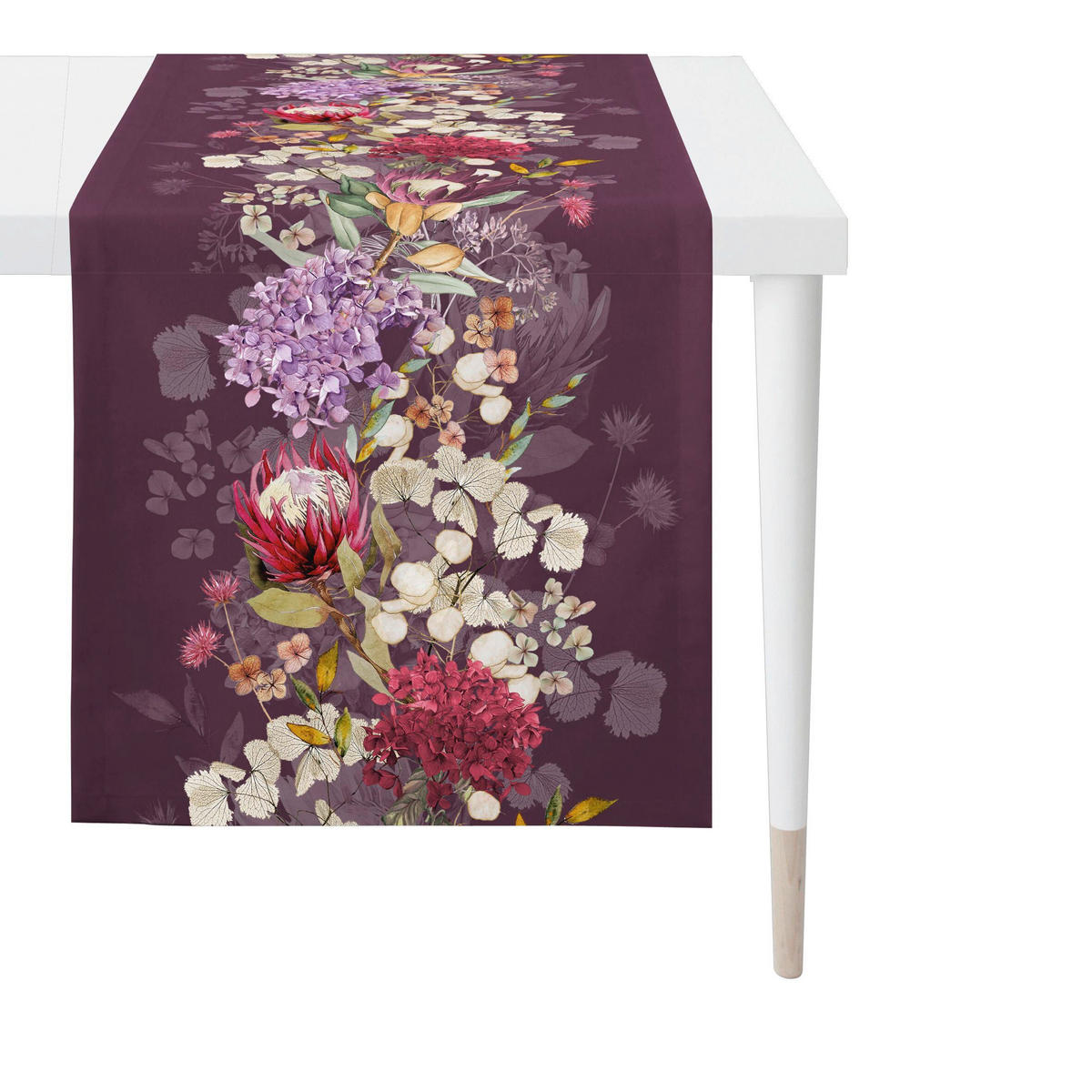 TISCHLÄUFER 48/140 cm  - Bordeaux/Violett, Natur, Textil (48/140cm) - Apelt