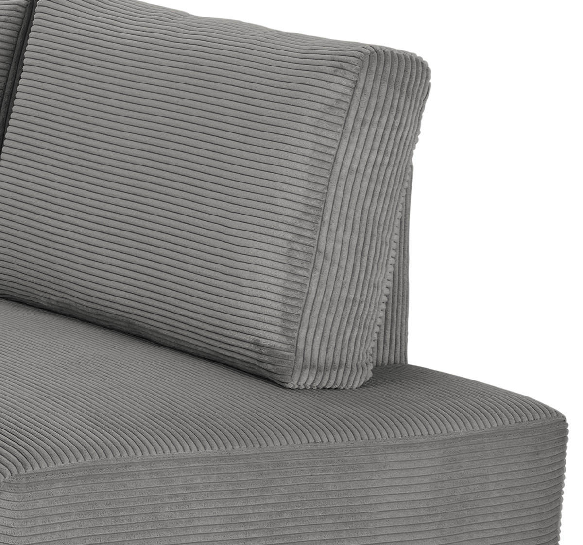 ECKSOFA Grau Cord  - Schwarz/Grau, MODERN, Textil (272/210cm) - P & B