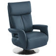 RELAXSESSEL in Leder Blau  - Blau/Edelstahlfarben, Design, Leder/Metall (78/112/85cm) - Cantus