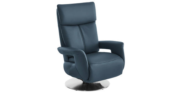 RELAXSESSEL in Leder Blau - Blau/Edelstahlfarben, Design, Leder/Metall (78/112/85cm) - Cantus