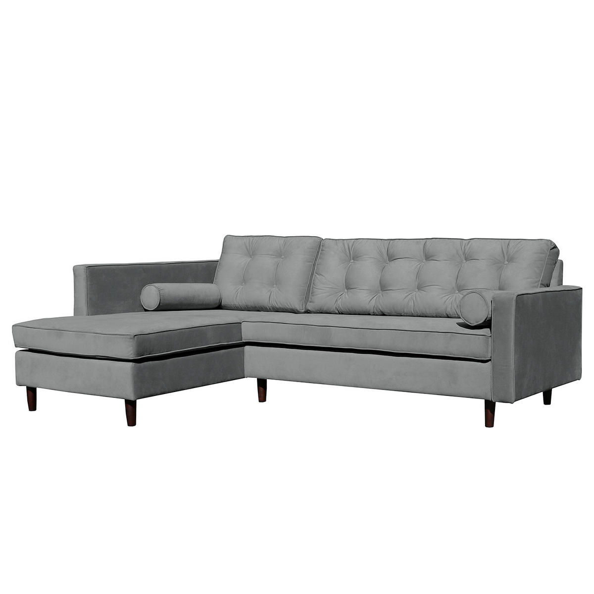 ECKSOFA VANCOUVER in Mikrofaser Anthrazit Zierkissen, Rückenkissen  169/240 cm  - Anthrazit/Braun, Design, Holz/Textil (169/240cm) - P & B