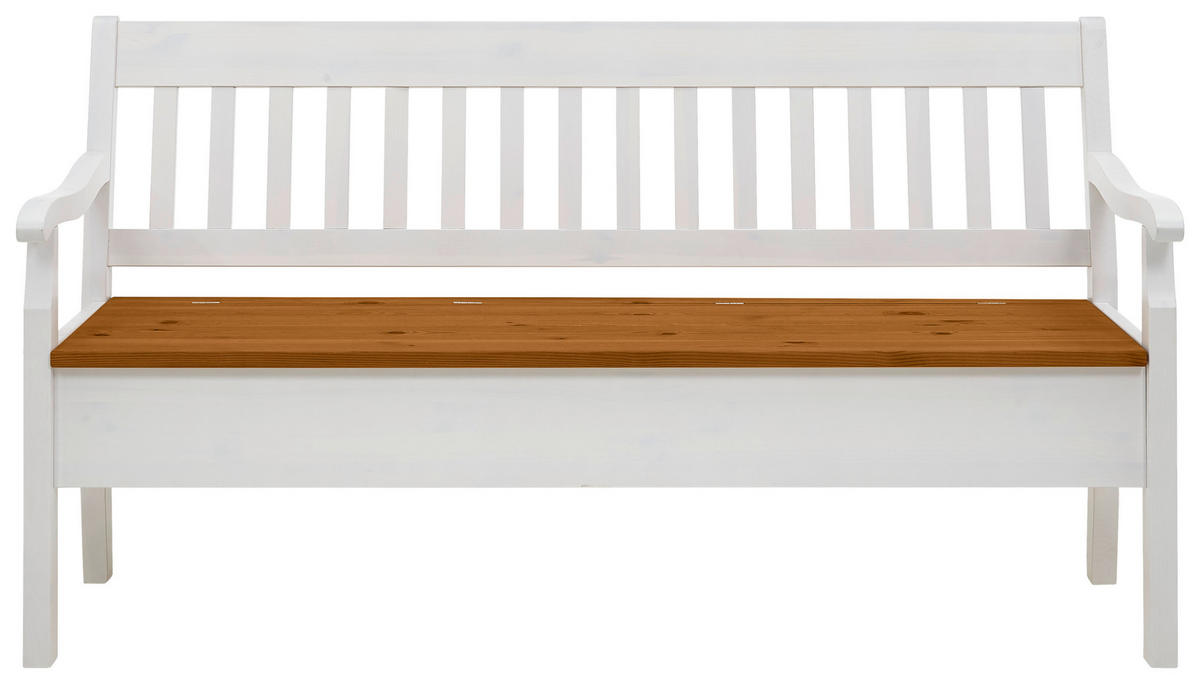 SITZBANK 169/93/58 cm Bernsteinfarben, Weiß Kiefer massiv  - Bernsteinfarben/Weiß, ROMANTIK / LANDHAUS, Holz (169/93/58cm) - Boxxx