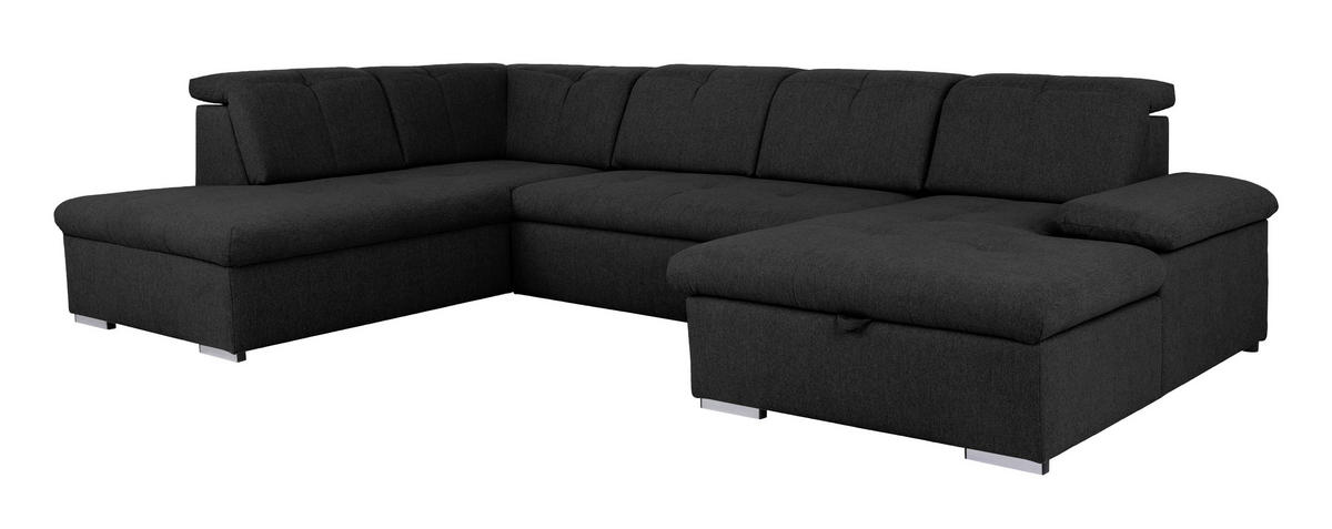 WOHNLANDSCHAFT Schwarz  - Schwarz/Grau, Design, Textil/Metall (215/328/173cm) - MID.YOU