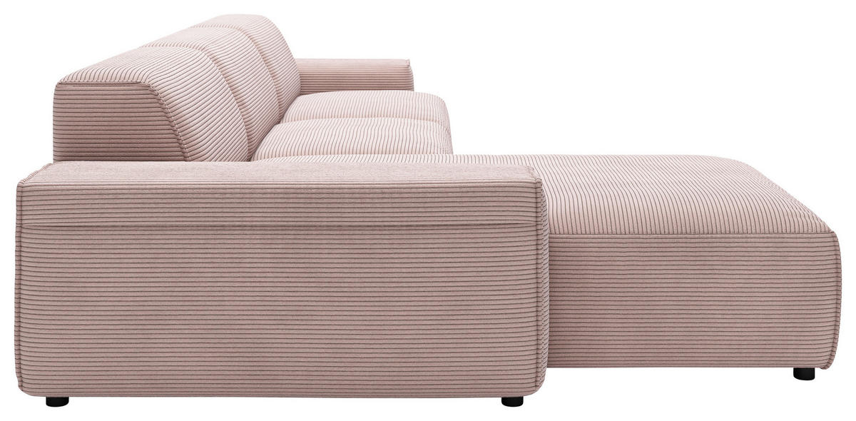 ECKSOFA in Cord Rosa  - Schwarz/Rosa, Design, Kunststoff/Textil (189/300cm) - Pure Home Lifestyle