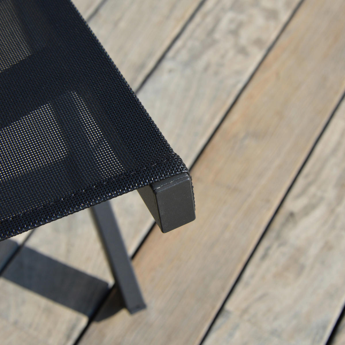 KLAPPSESSEL Netzbespannung Schwarz  - Schwarz, Design, Textil/Metall (80/70/88cm) - Ambia Garden