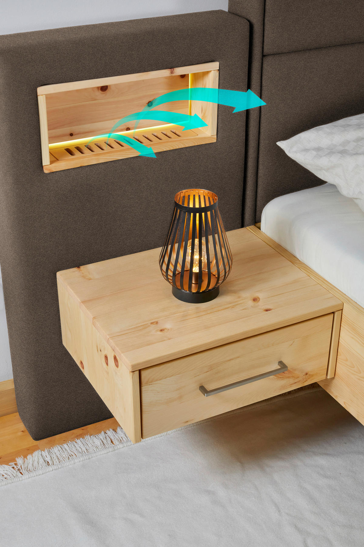 BOXSPRINGBETT 180/200 cm,  in Braun, Eichefarben, Matratze, Topper, unterschiedliche Matratzenhärtegrade je Bettseite, H3 + H4 = fest + sehr fest  - Eichefarben/Braun, Natur, Holz/Textil (180/200cm) - Valnatura
