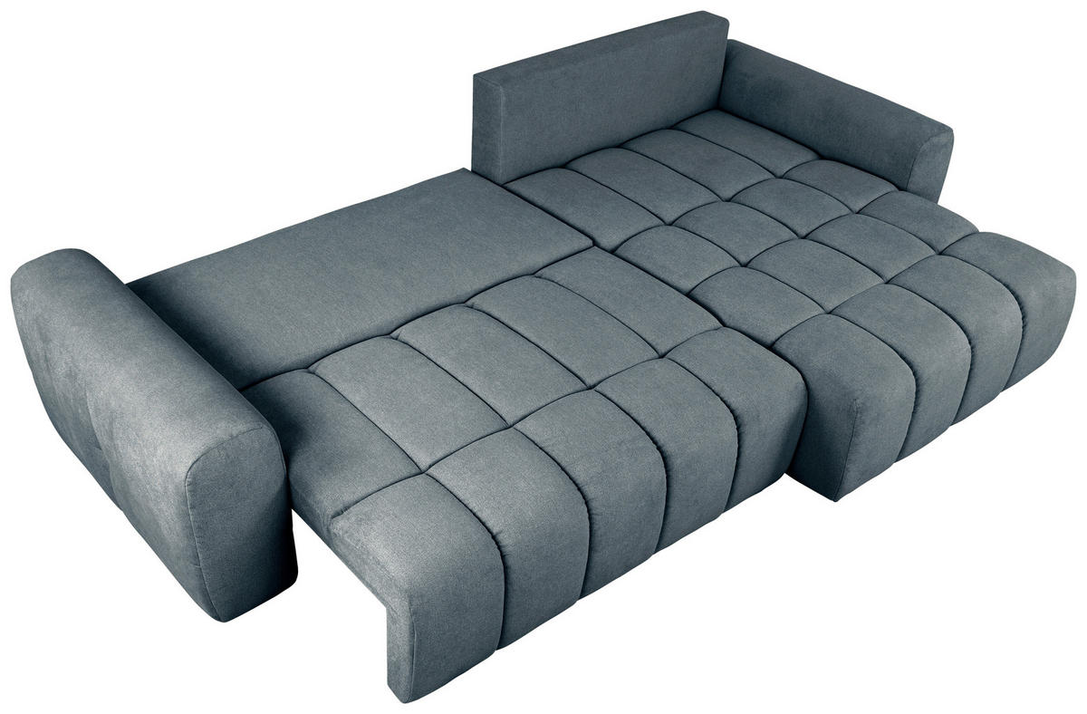 ECKSOFA in Velours Blau  - Blau/Schwarz, Konventionell, Kunststoff/Textil (298/168cm) - Carryhome