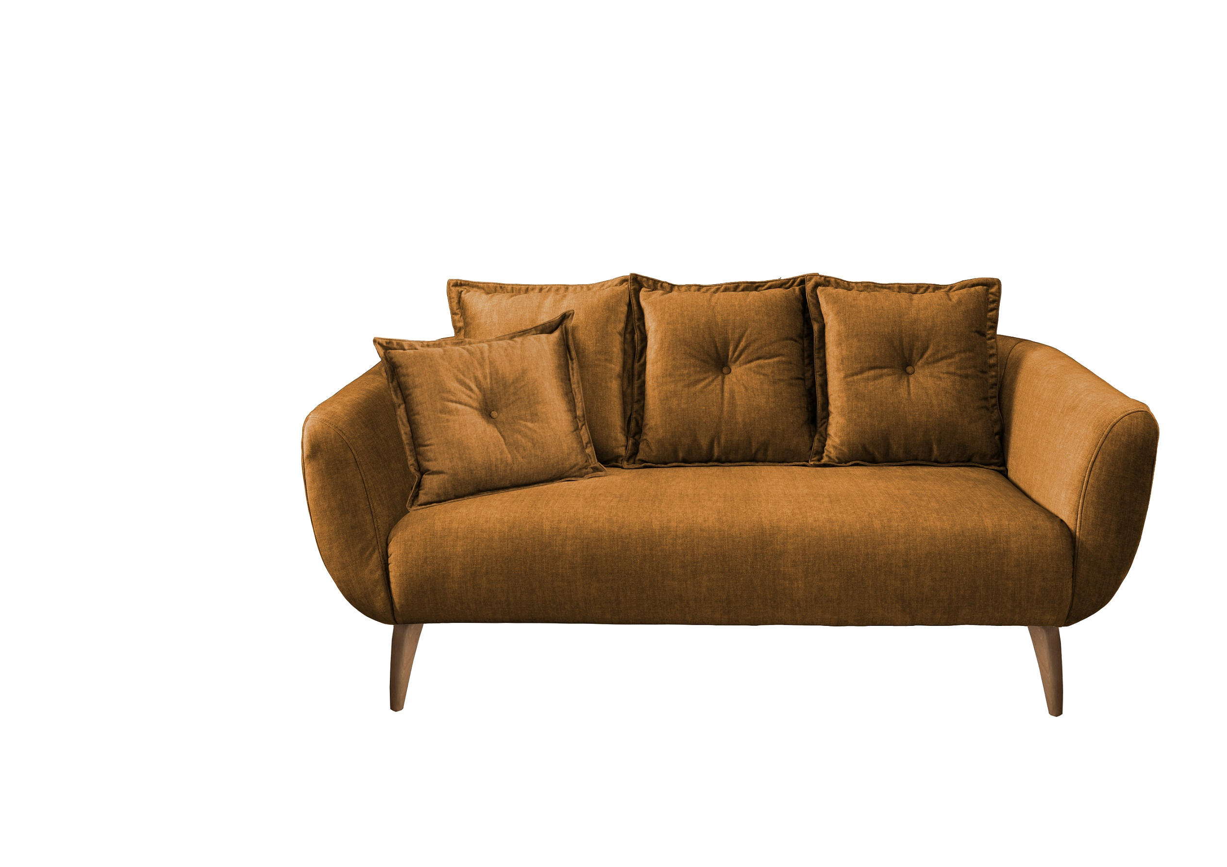 2,5-SITZER in Velours Gelb  - Gelb/Buchefarben, Modern, Holz/Textil (196/94/103cm) - Livetastic