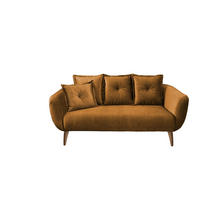 2,5-SITZER in Velours Gelb  - Gelb/Buchefarben, Modern, Holz/Textil (196/94/103cm) - Livetastic