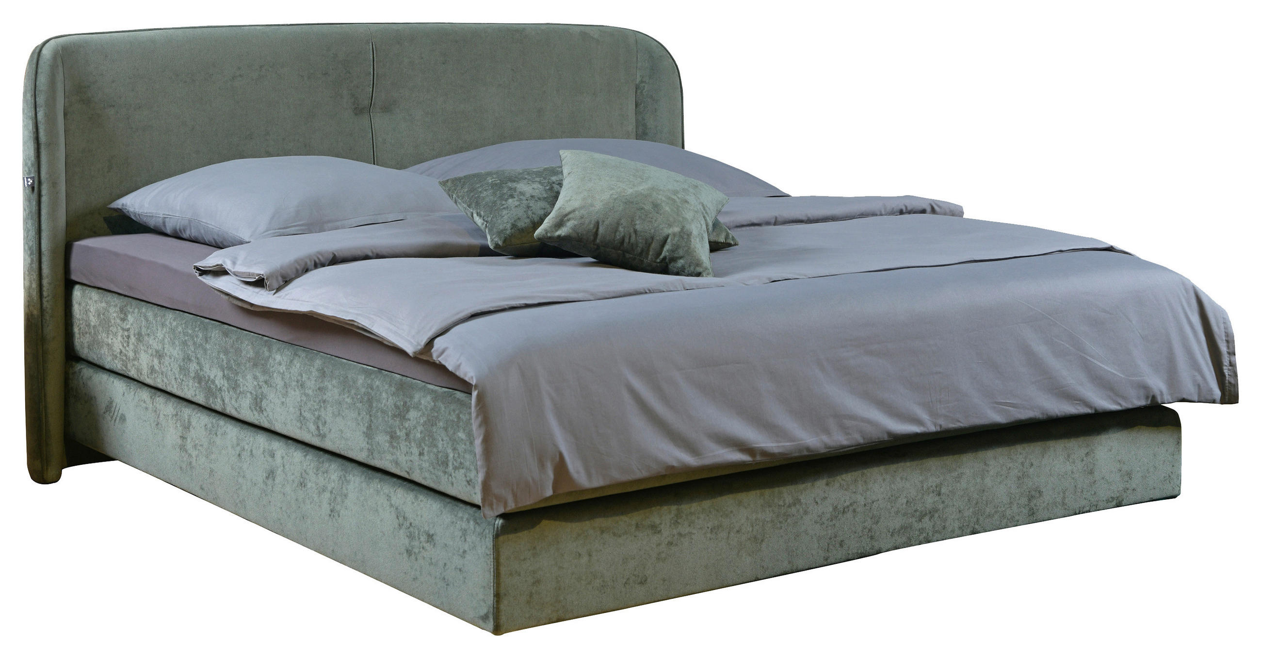 BOXSPRINGBETT 180/200 cm,  in Grün, H2 + H3 = mittel + fest  - Schwarz/Grün, Design, Kunststoff/Textil (180/200cm) - hülsta