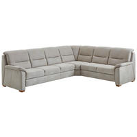 ECKSOFA Mikrofaser Hellgrau  - Eiche Bianco/Hellgrau, Konventionell, Holz/Textil (303/245cm) - Beldomo Comfort
