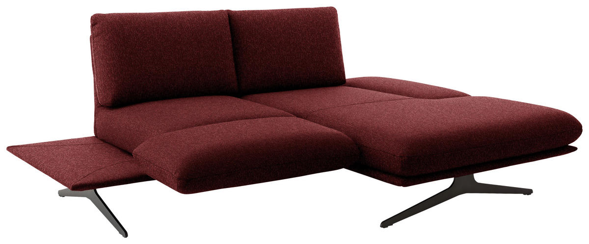 ECKSOFA  in Flachgewebe Rot  234/155 cm  - Rot/Schwarz, Design, Textil/Metall (234/155cm) - Dieter Knoll
