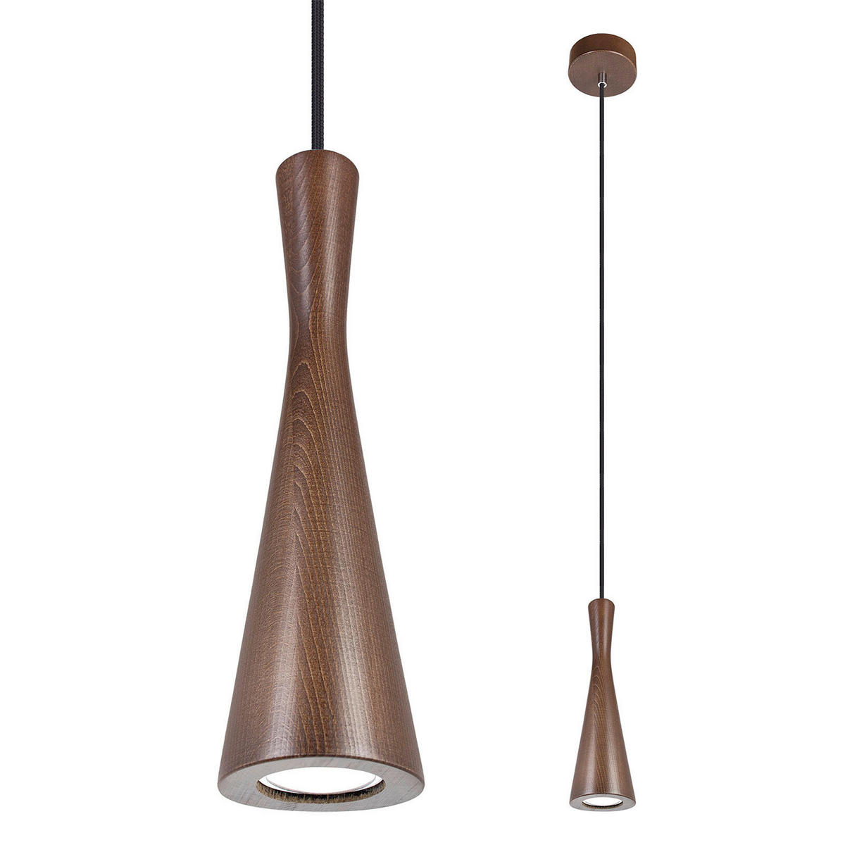 ZÁVĚSNÉ SVÍTIDLO, 10/90-140 cm  - černá/barvy ořechu, Design, dřevo (10/90-140cm)