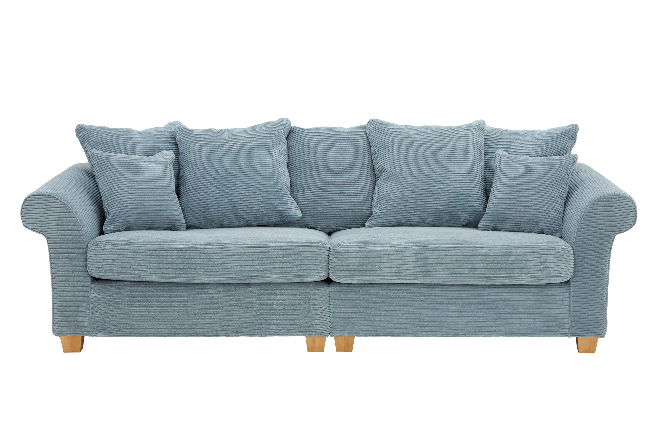 MEGASOFA Cord Hellblau  - Eichefarben/Hellblau, LIFESTYLE, Holz/Textil (264/70/111cm) - Landscape