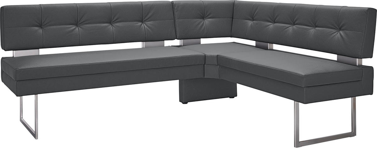 ECKBANK 200/158 cm  in Grau, Edelstahlfarben  - Edelstahlfarben/Grau, Design, Textil/Metall (200/158cm) - Dieter Knoll