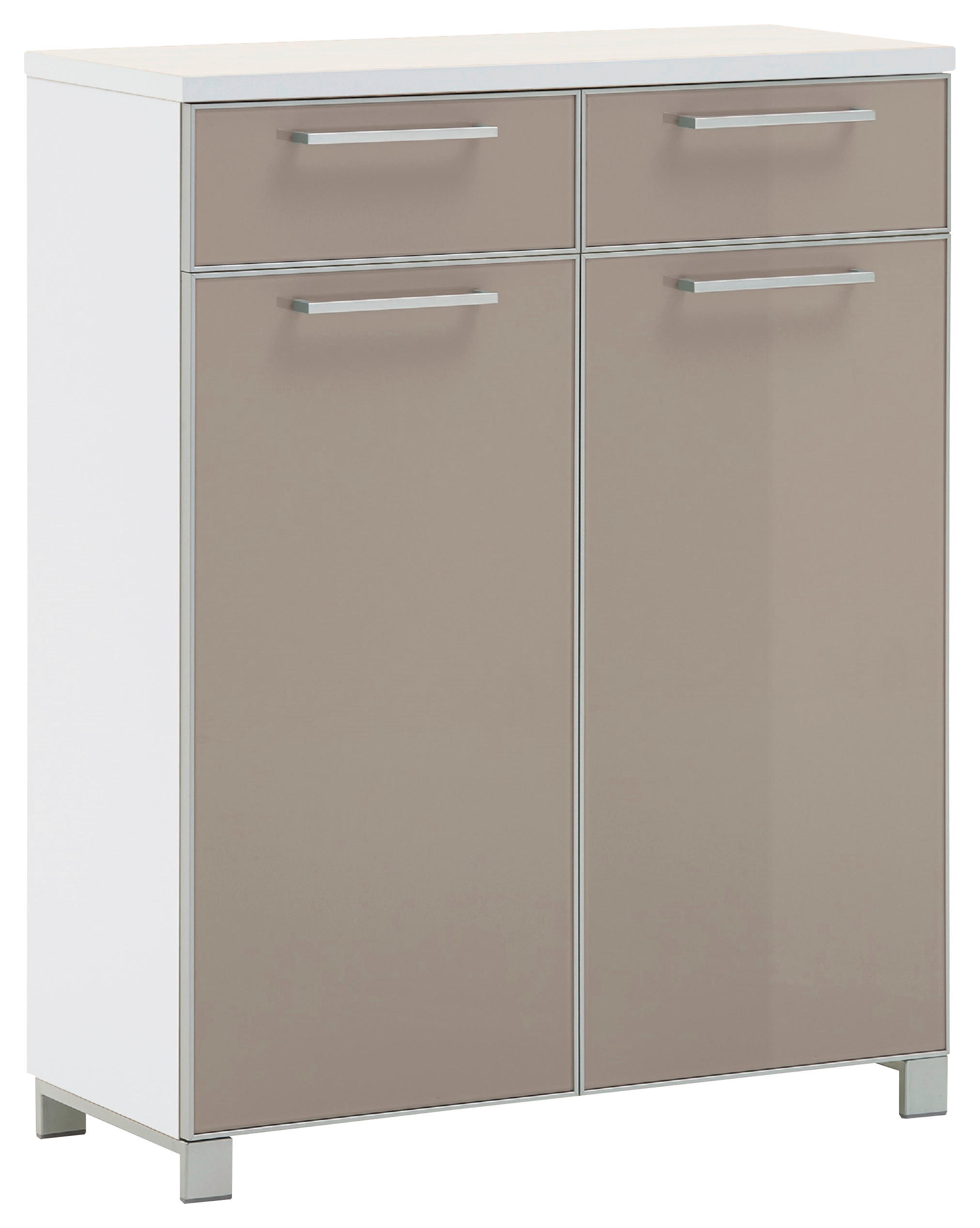 SCHUHSCHRANK Weiß, Taupe  - Taupe/Chromfarben, Design, Glas/Holzwerkstoff (84/108/37cm)