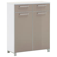 SCHUHSCHRANK Weiß, Taupe  - Taupe/Chromfarben, Design, Glas/Holzwerkstoff (84/108/37cm)