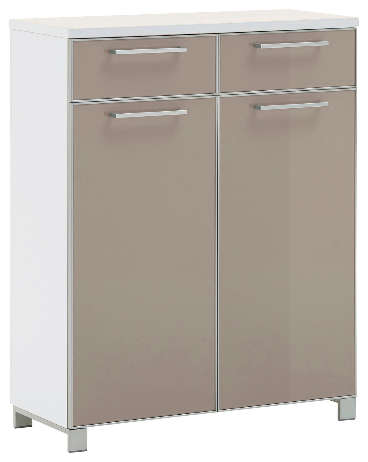 SCHUHSCHRANK Weiß, Taupe  - Taupe/Chromfarben, Design, Glas/Holzwerkstoff (84/108/37cm)