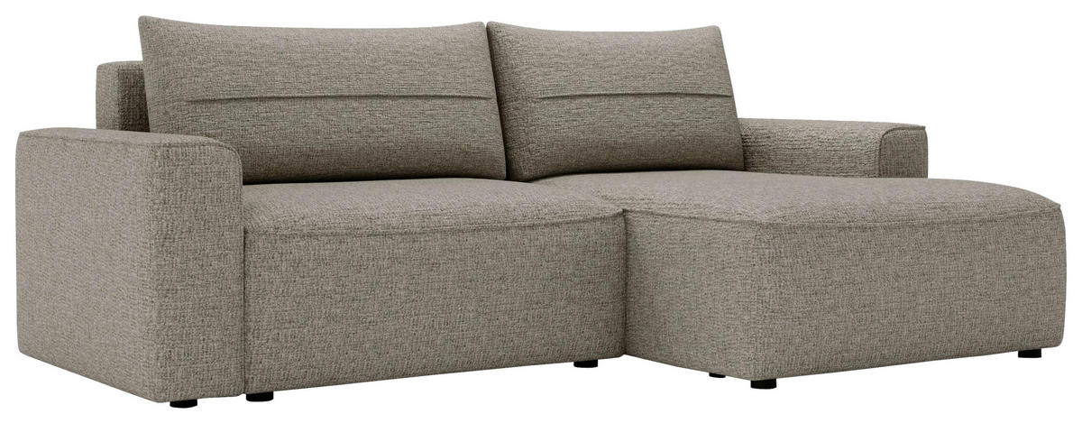 ECKSOFA in Chenille Taupe  - Taupe/Schwarz, Design, Kunststoff/Textil (233/144cm) - Livetastic