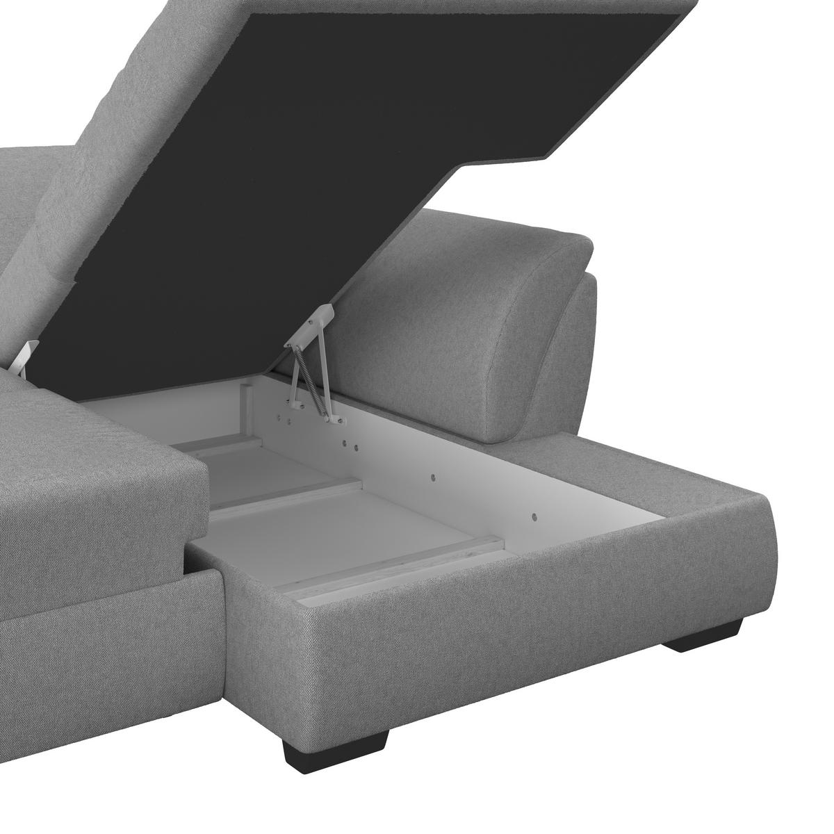 ECKSOFA in Webstoff Grau  - Schwarz/Grau, Design, Kunststoff/Textil (278/187cm) - Livetastic
