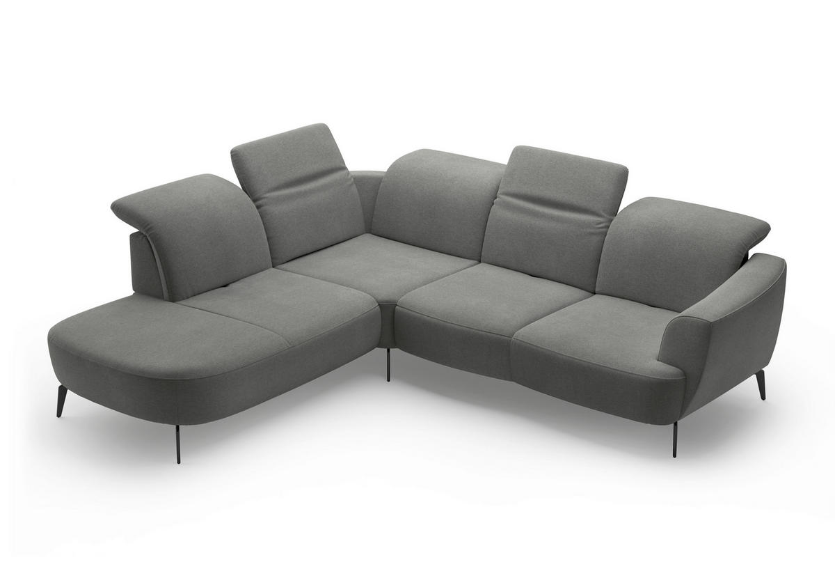 ECKSOFA in Mikrofaser Schlammfarben  - Schlammfarben/Schwarz, Konventionell, Textil/Metall (267/300cm) - Sit & More