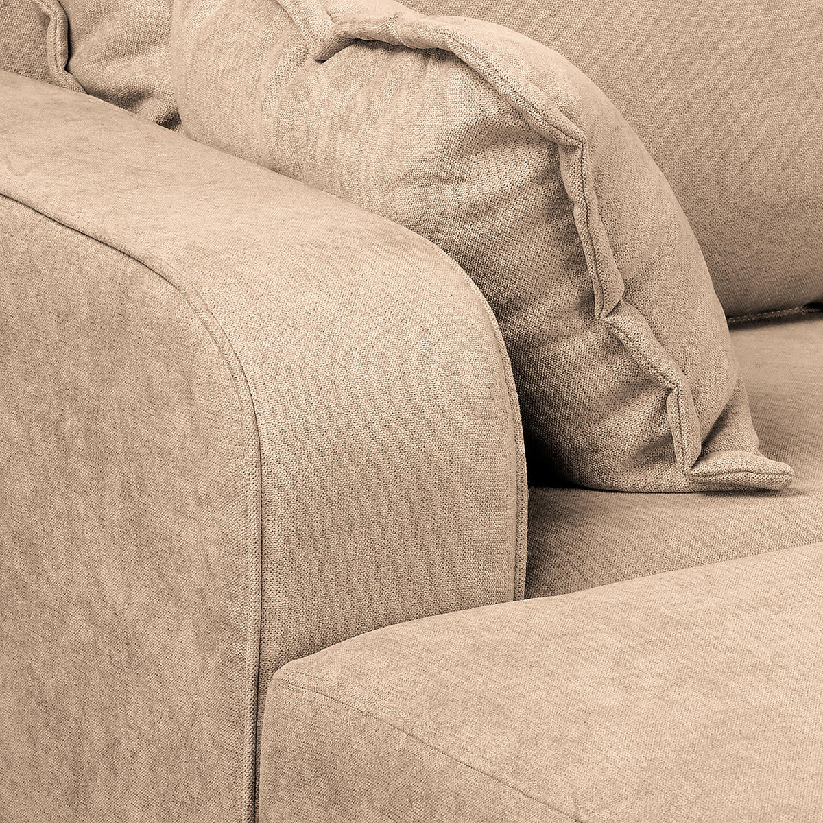 ECKSOFA in Mikrofaser Beige  - Wengefarben/Beige, Design, Holz/Textil (150/230cm) - Livetastic
