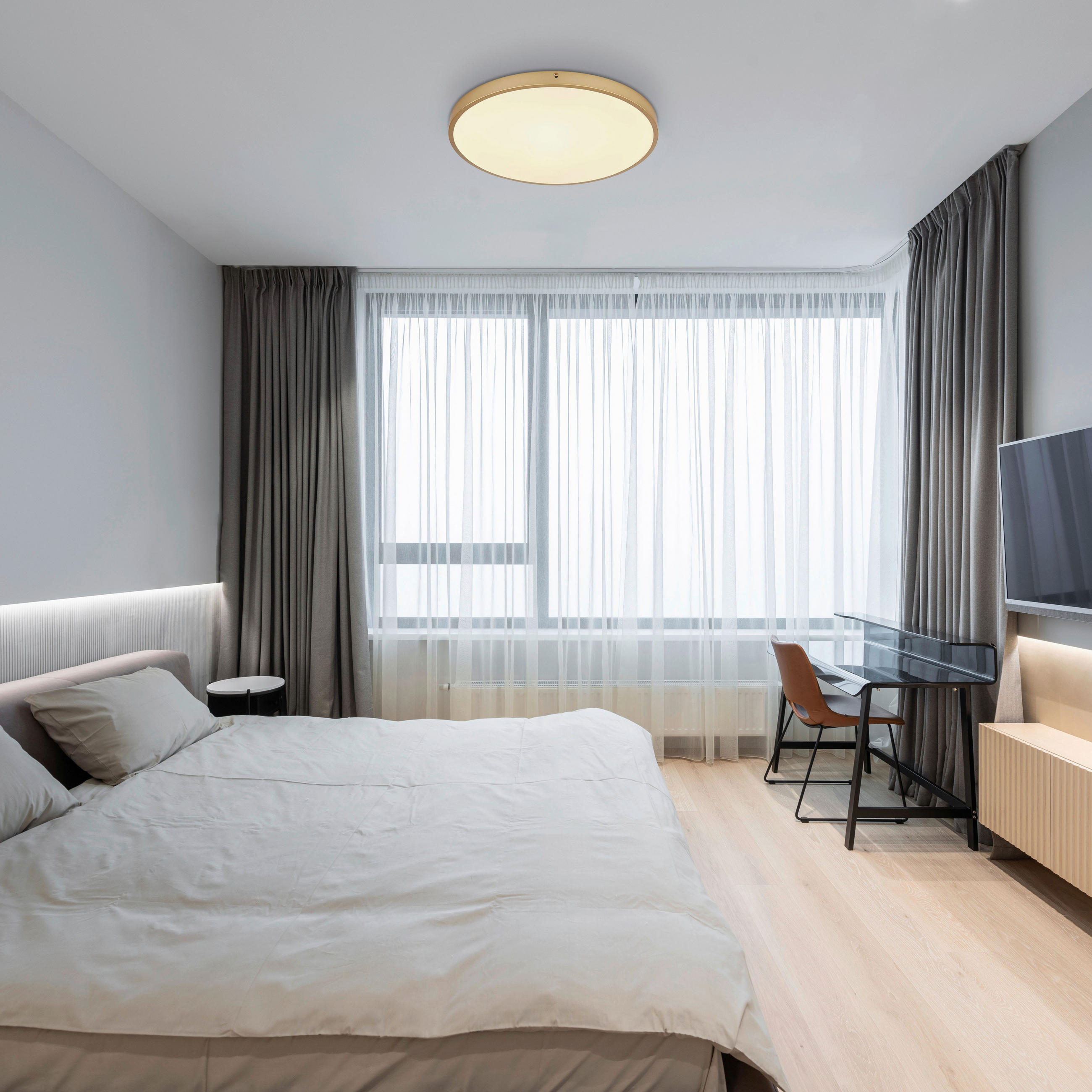 LED-DECKENLEUCHTE 45/3 cm   - Messingfarben/Opal, KONVENTIONELL, Kunststoff/Metall (45/3cm) - Globo