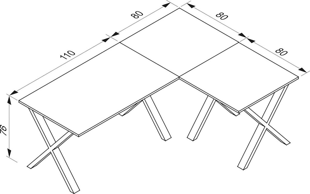ECKSCHREIBTISCH 190/80/76 cm  in Weiß  - Weiß, MODERN, Holzwerkstoff/Metall (190/80/76cm) - MID.YOU