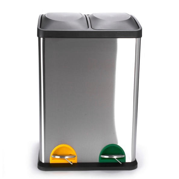 TRETEIMER 40 l Metall - Silberfarben/Schwarz, Basics, Kunststoff/Metall (40/34/60cm)