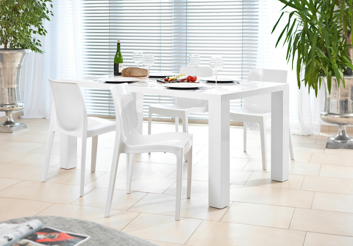 ESSTISCH in Holzwerkstoff 140/90/76 cm   - Weiß Hochglanz, MODERN, Holzwerkstoff (140/90/76cm) - Livetastic
