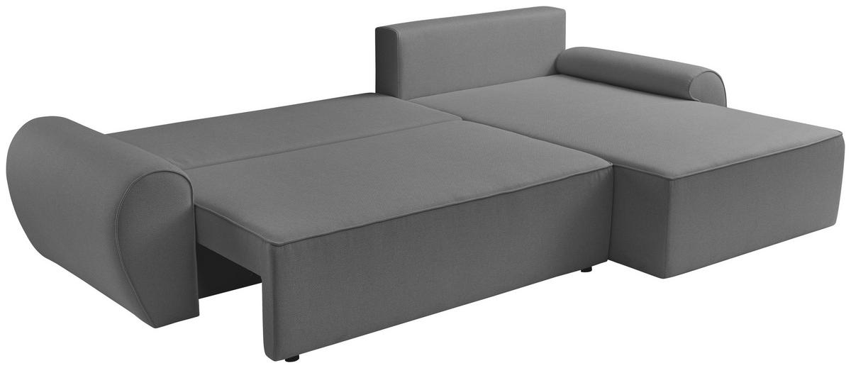 ECKSOFA Grau Flachgewebe  - Schwarz/Grau, KONVENTIONELL, Kunststoff/Textil (292/173cm) - Carryhome