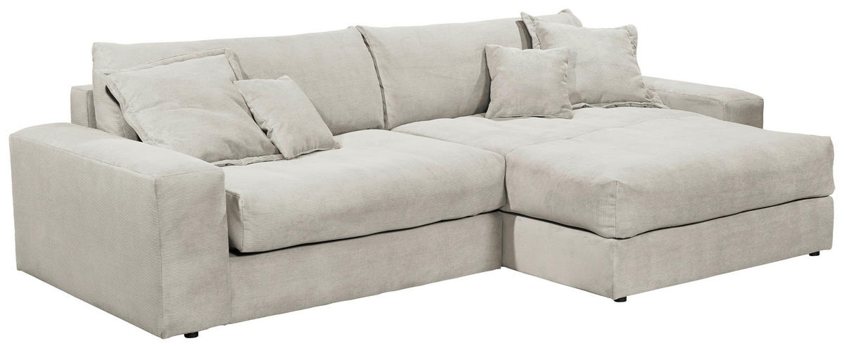 ECKSCHLAFSOFA  KAMIL Beige Cord  - Beige/Schwarz, MODERN, Kunststoff/Textil (180/297cm) - Livetastic