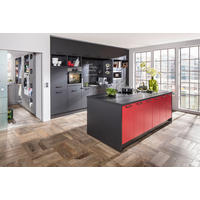 EINBAUKÜCHE Salena  - Rot/Schwarz, Design, Holzwerkstoff - Novel