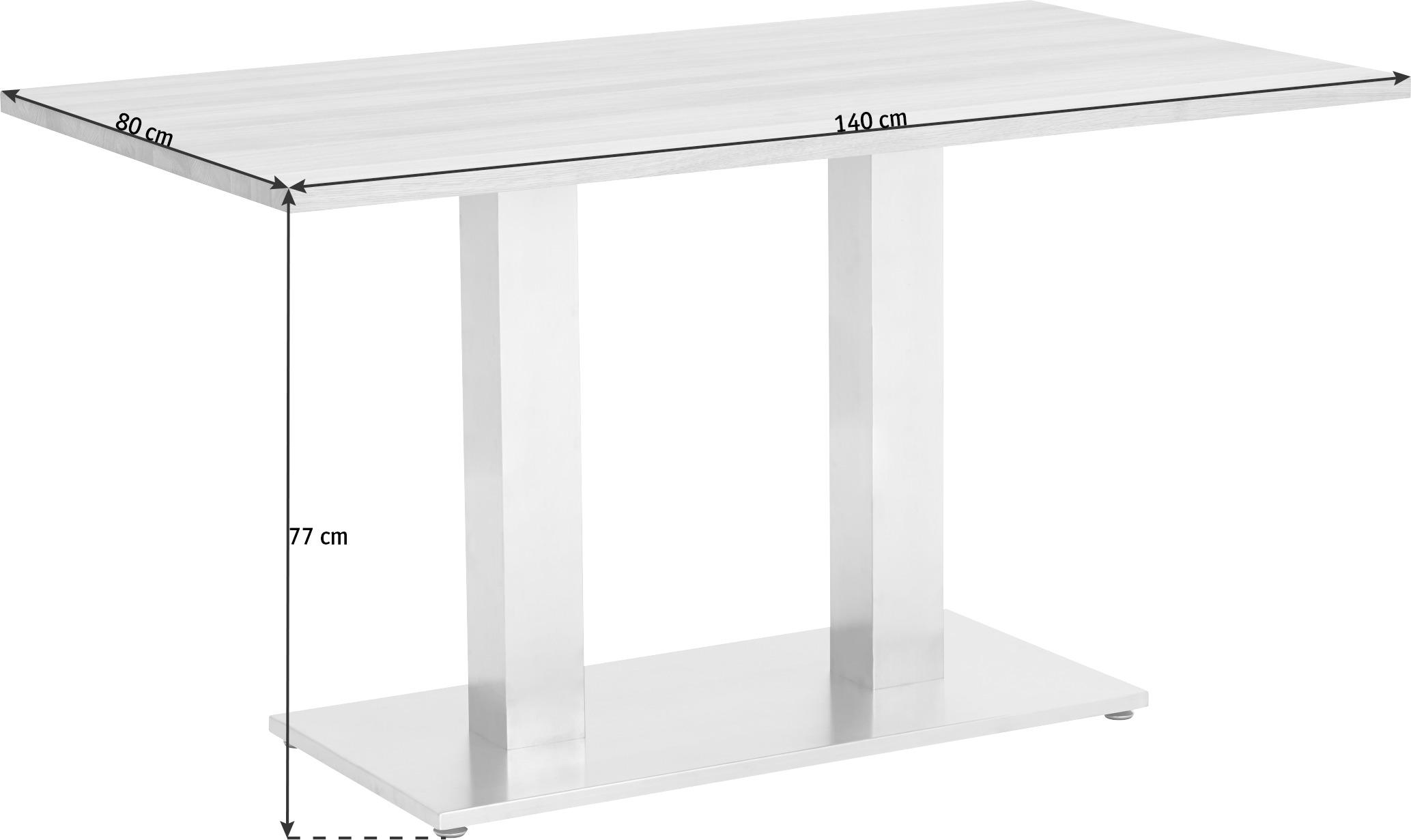 ESSTISCH 140/80/77 cm Metall, Glas Weiß, Edelstahlfarben rechteckig  - Edelstahlfarben/Weiß, Design, Glas/Metall (140/80/77cm) - Dieter Knoll
