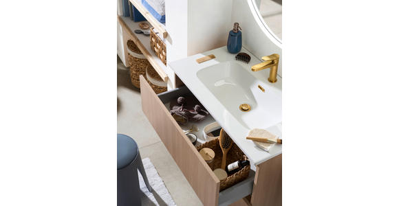 WASCHTISCHKOMBI 80 cm - Eichefarben/Weiß, KONVENTIONELL, Keramik/Holzwerkstoff (80cm) - Xora