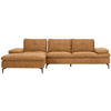 ECKSOFA in Velours Cognac  - Cognac/Schwarz, Design, Textil/Metall (179/301cm) - Chilliano
