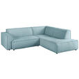 ECKSOFA in Cord Hellblau  - Schwarz/Hellblau, KONVENTIONELL, Kunststoff/Textil (254/224cm) - Hom`in