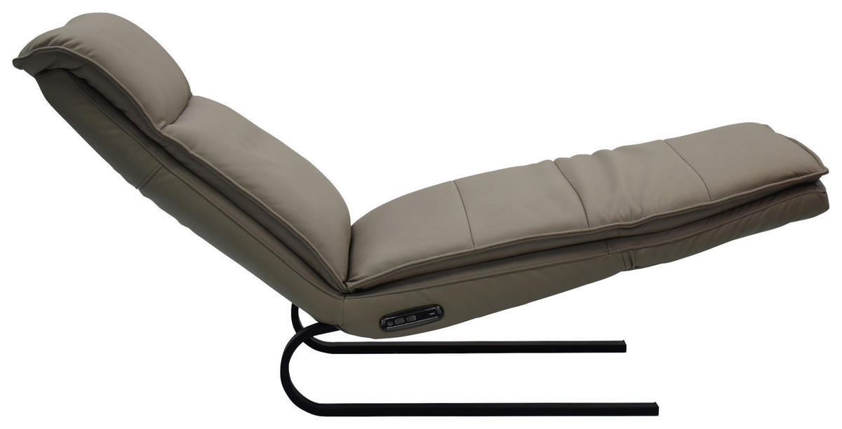 RELAXLIEGE Lederlook Kombination Echtleder/Lederlook Grau  - Schwarz/Grau, Design, Leder/Holz (69/108-86/130-174cm) - Lomoco