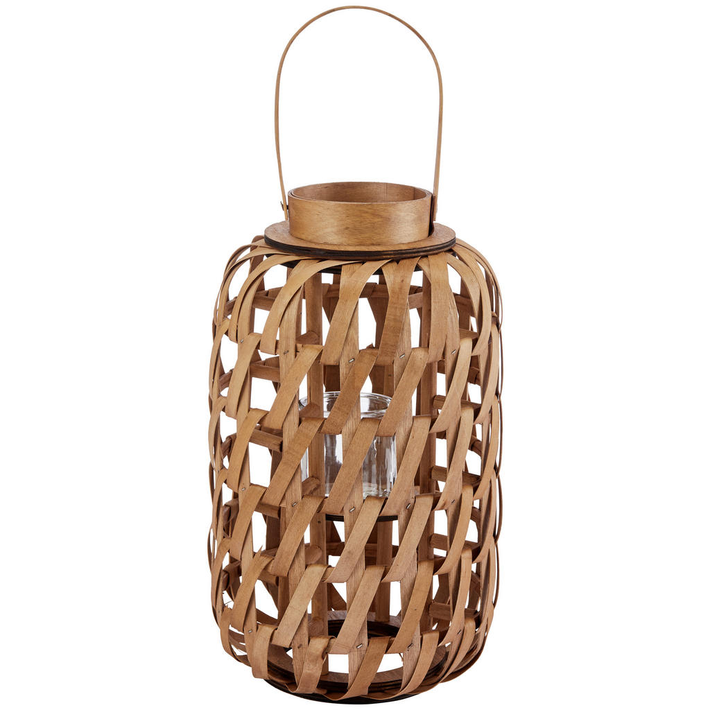 Windlicht Holz Braun Ø 22 Cm