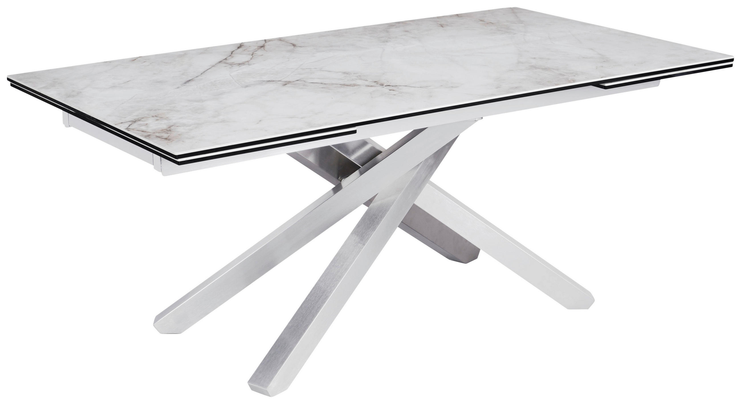 JÍDELNÍ STŮL, bílá, barvy nerez oceli, 180-280/98/76 cm - bílá/barvy nerez oceli, Design, kov/sklo (180-280/98/76cm) - Novel