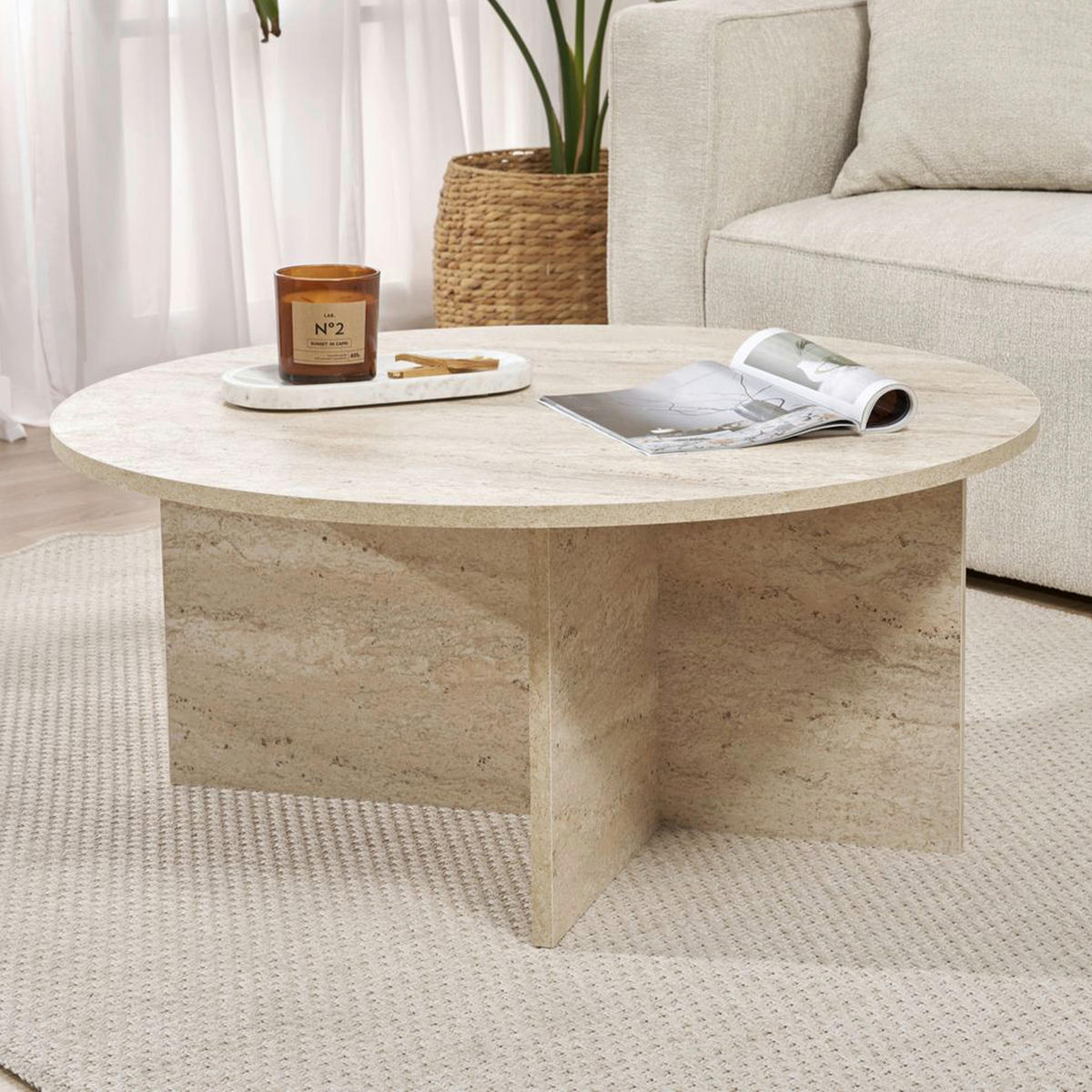 COUCHTISCH rund Creme  - Creme, Design, Holzwerkstoff (90/40/90cm) - MID.YOU