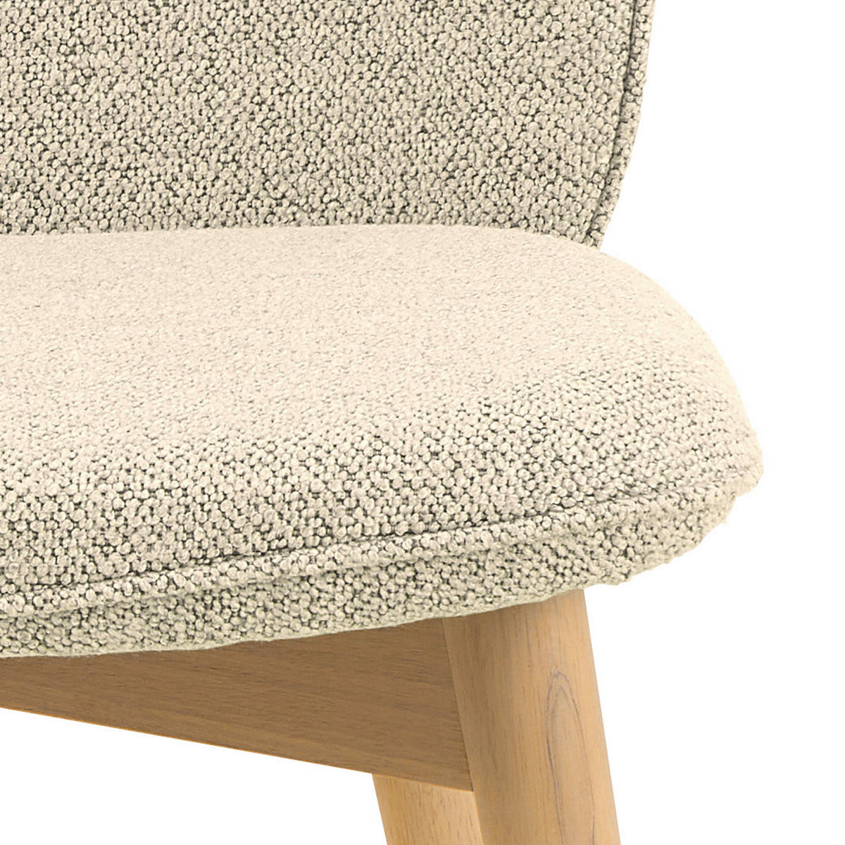 STUHL  in Bouclé  - Eiche Bianco/Creme, Design, Holz/Textil (49/89/56cm) - MID.YOU